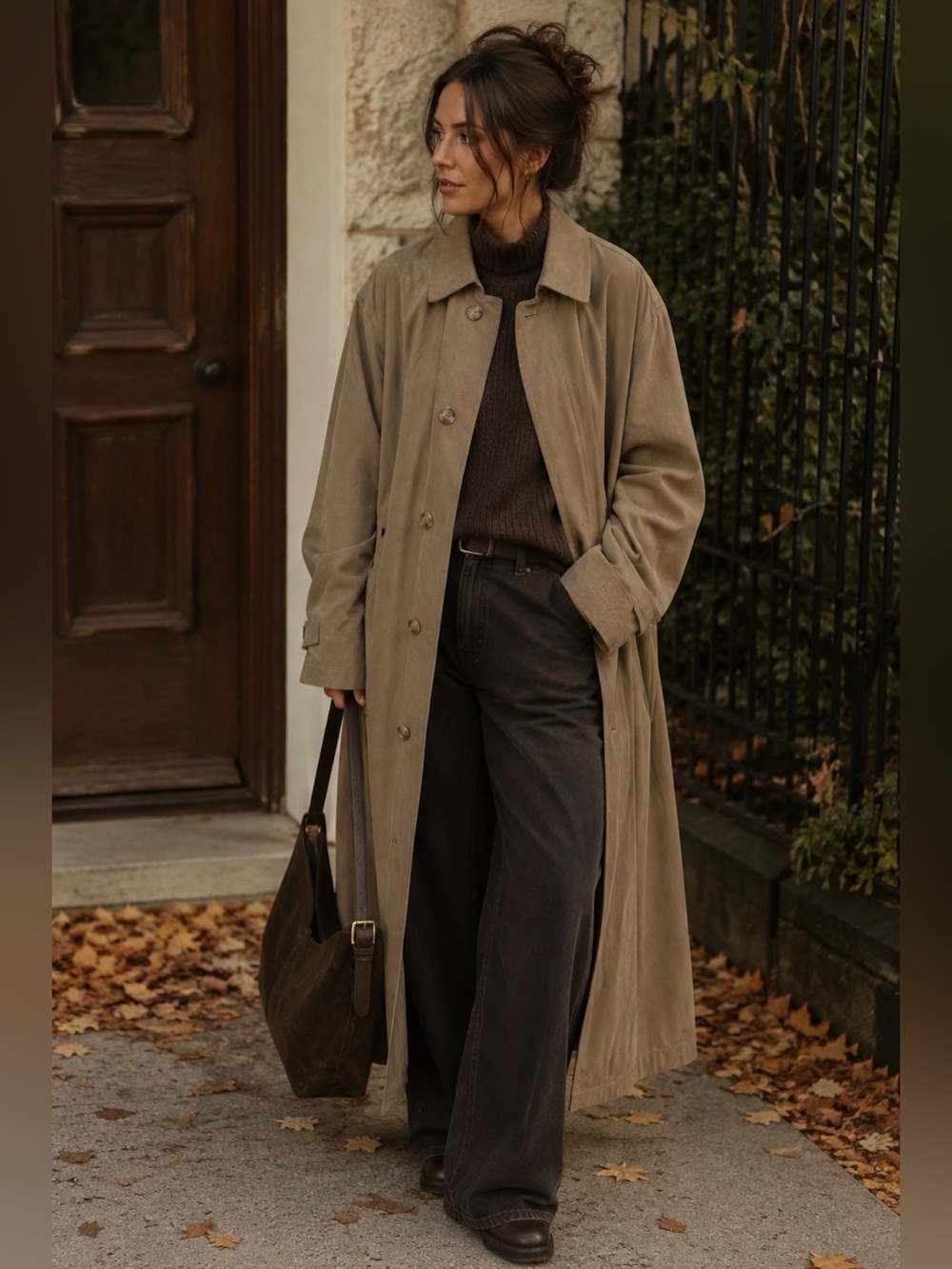 Ralph Lauren Vintage Oversized Mac Trench Coat, Neutral Long Overcoat